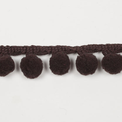 Brown Polyester Pom Pom Trim Detail