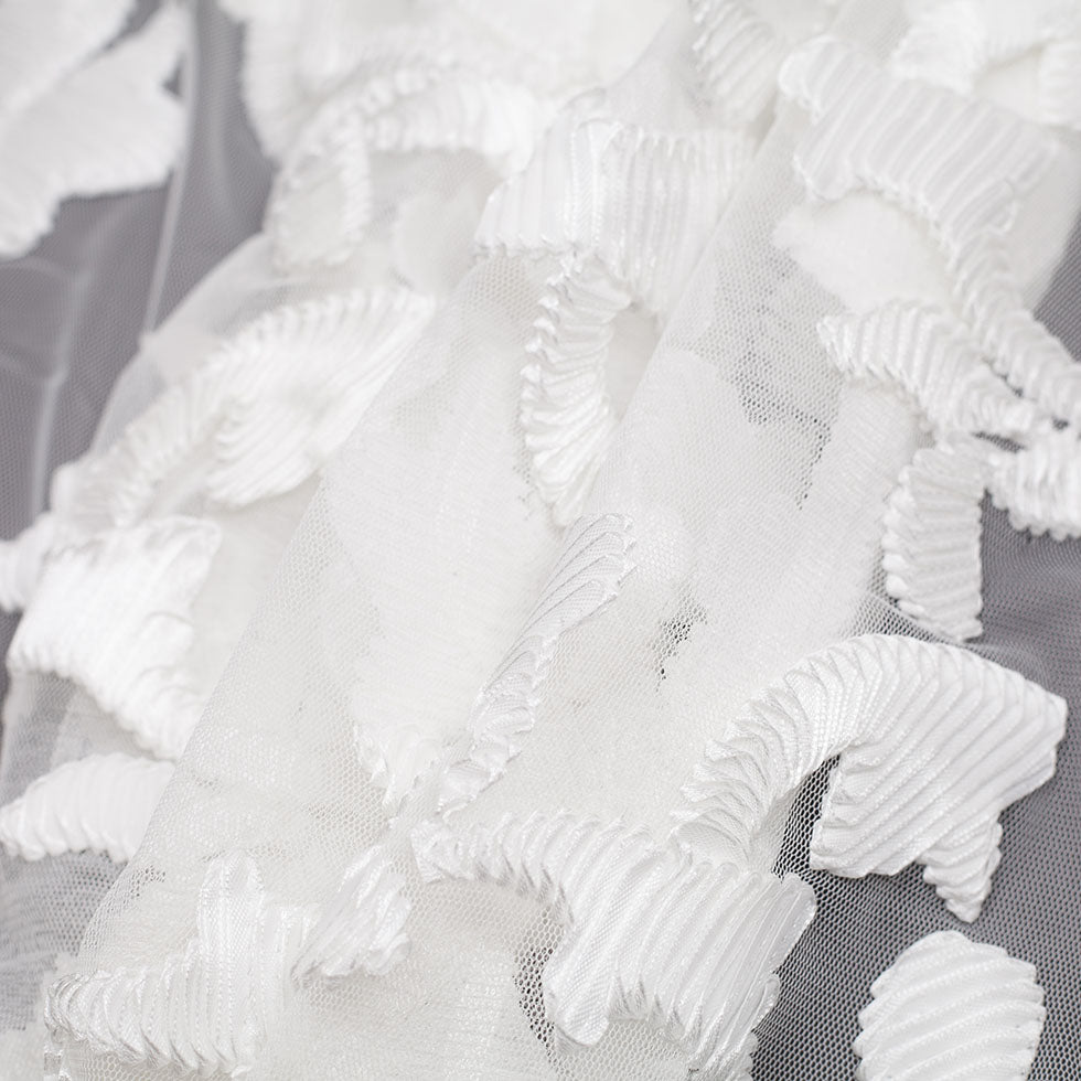 White Ribbon Embroidered Netting Folded