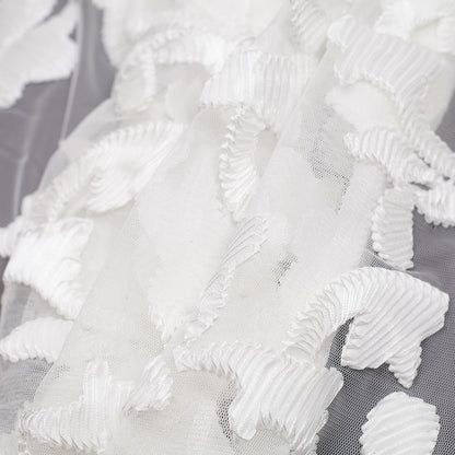 White Ribbon Embroidered Netting Folded