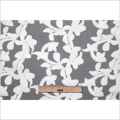 White Ribbon Embroidered Netting Full