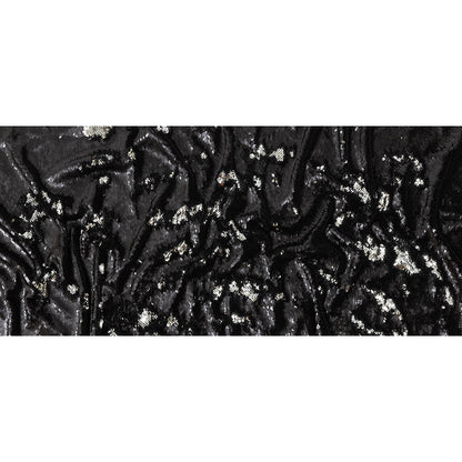 Stretch Rayon Jersey with Two-Tone Paillette Sequins - Silver and Black - Nyla Collection Full
