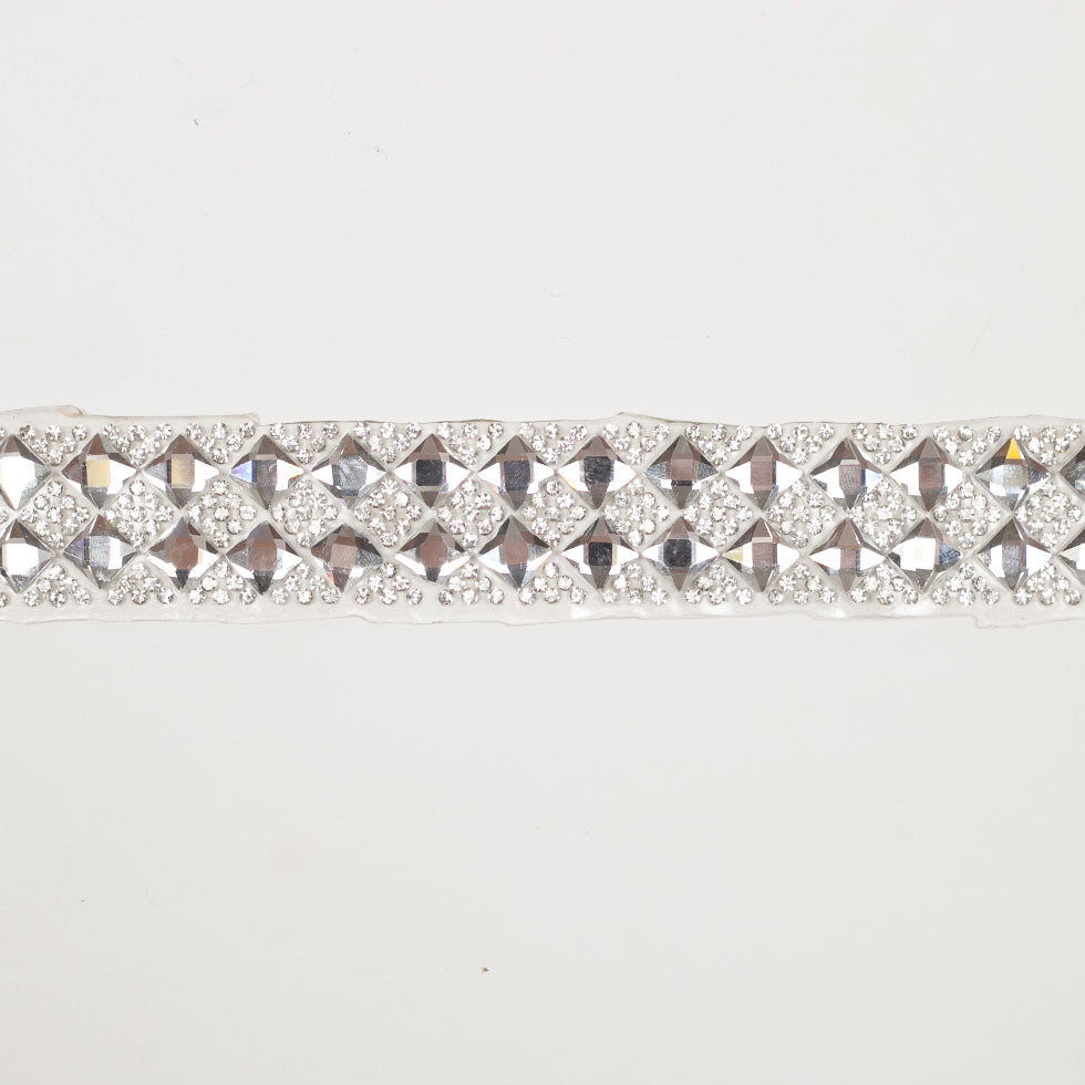 1 Silver Iron On Rhinestone Trim