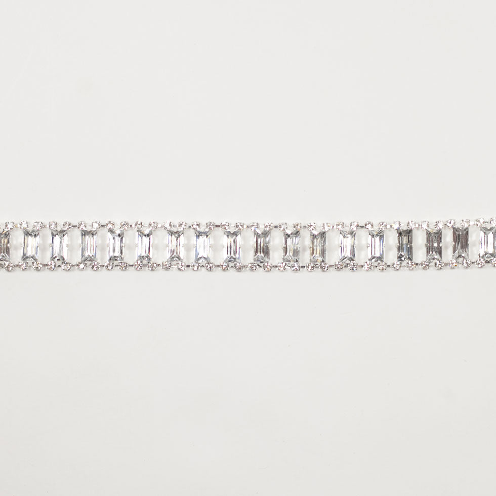 0.5" Silver Metal & Rhinestone Trim