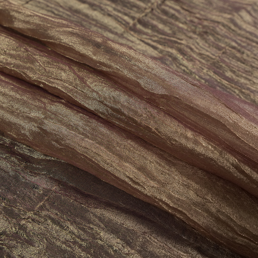 Bronze and Burgundy Crushed Nylon Organza - Detail