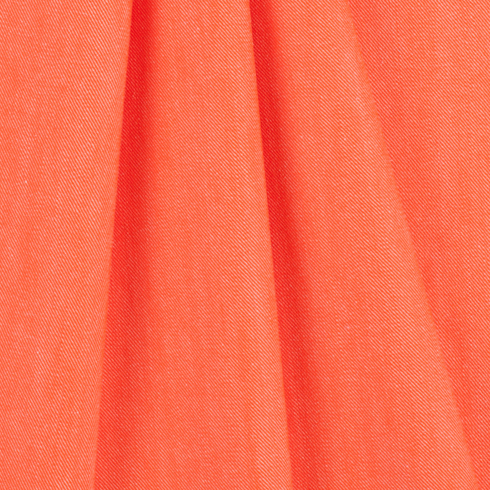 Hot Orange Stretch Cotton Blended Denim - Folded