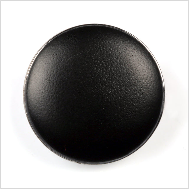 Shank Back Zamac Button - 24L/15mm - Black with Silver Metal Rim