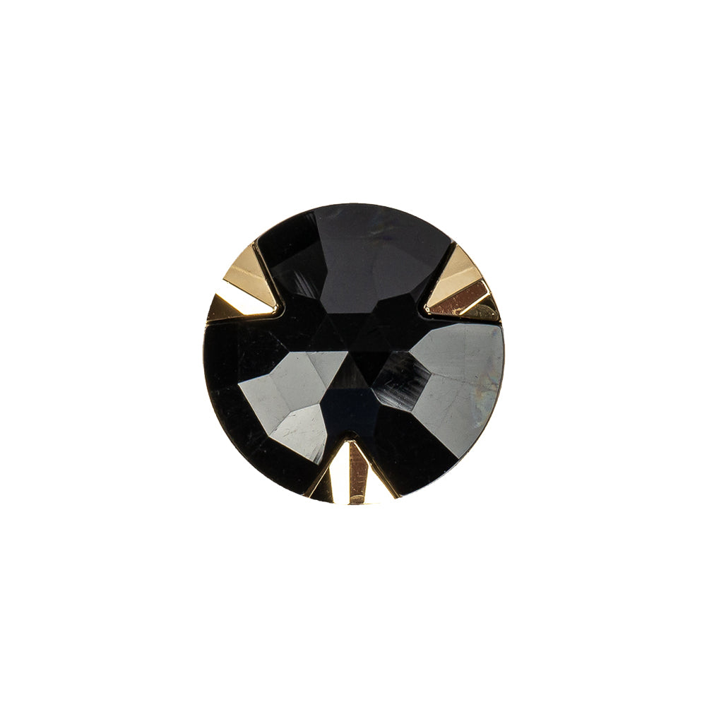 Black/Gold Rhinestone Button - 28L/18mm