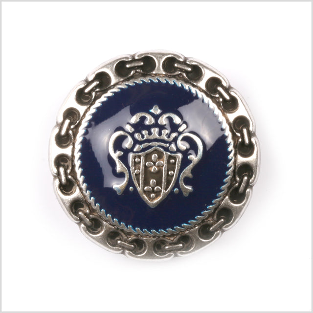 Navy and Silver Metal Coat Crest Button - 44L/28mm