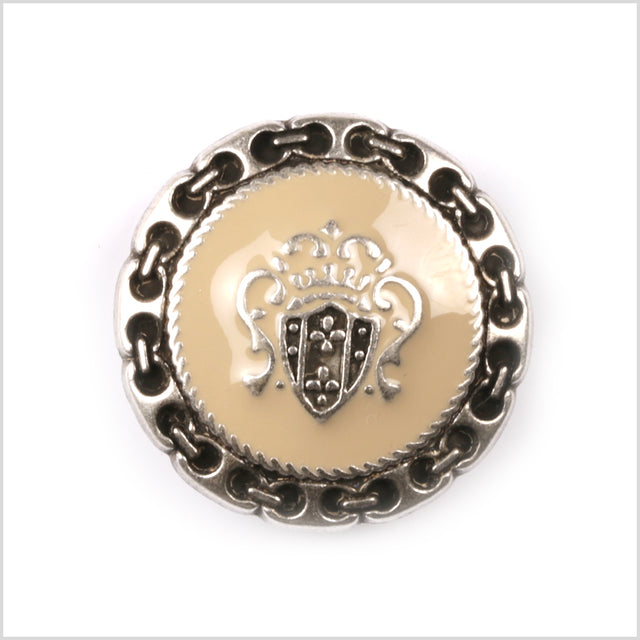 Beige/Black Metal Coat Crest Button - 44L/28mm