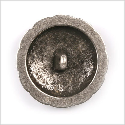 Metal Shank Back Blazer Button - 36L/23mm - Gunmetal and Black Crest and Stitched Links Border Detail