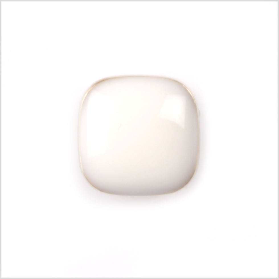 Italian White and Gold Metal Square Shank Back Button - 18L/11.5mm