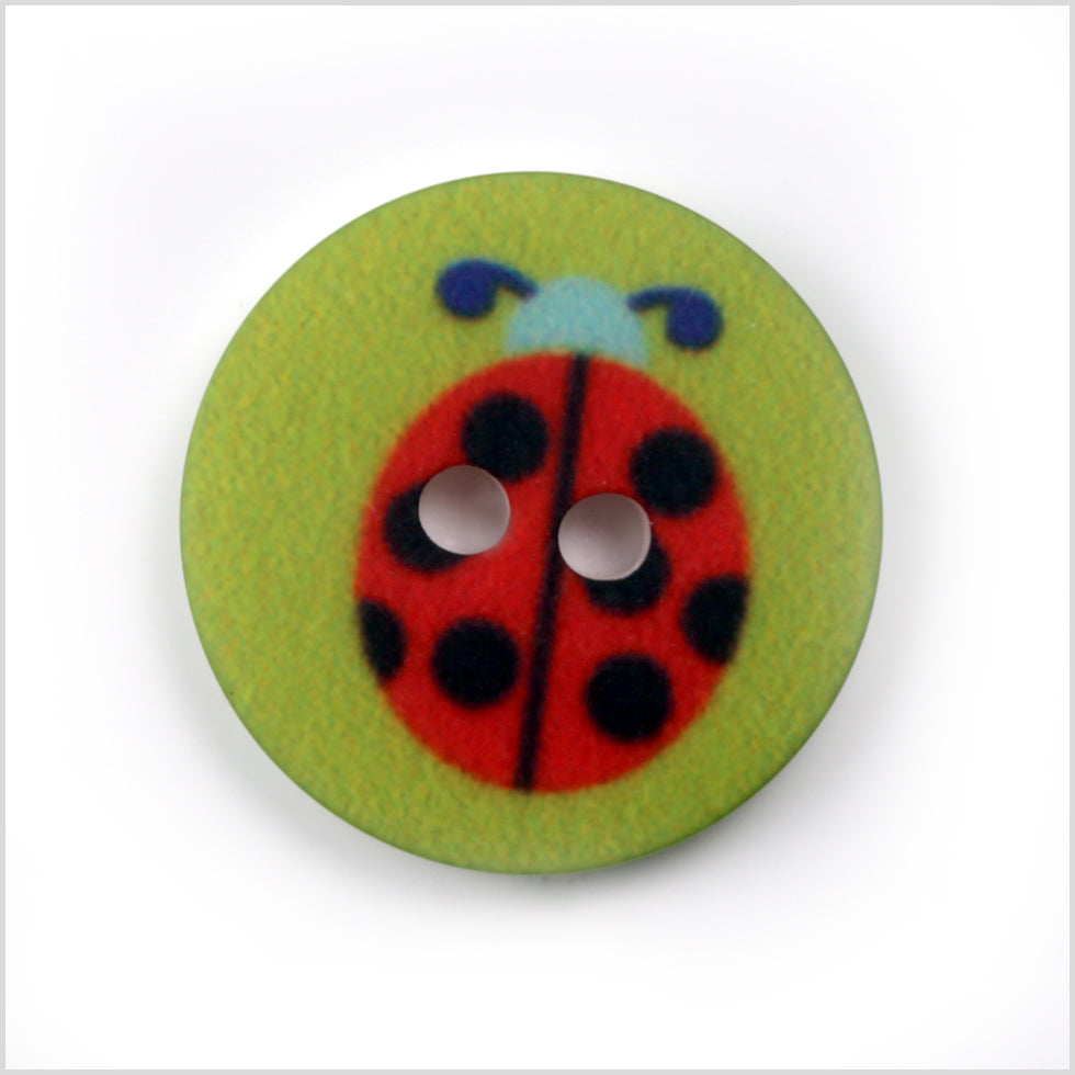 Green Kids Ladybug Button - 24L/15mm