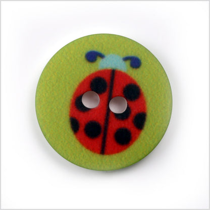 Green Kids Ladybug Button - 24L/15mm