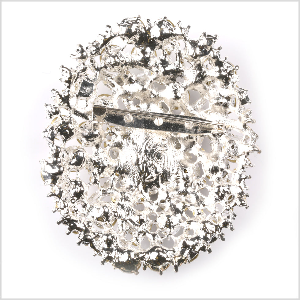 Silver Rhinestone Brooch - Detail