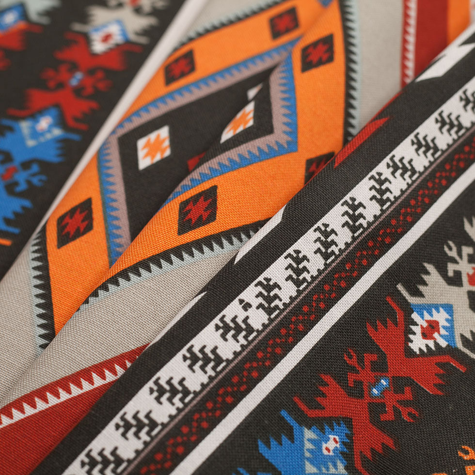 Spanish Multicolor Geometric Cotton-Polyester Print Folded
