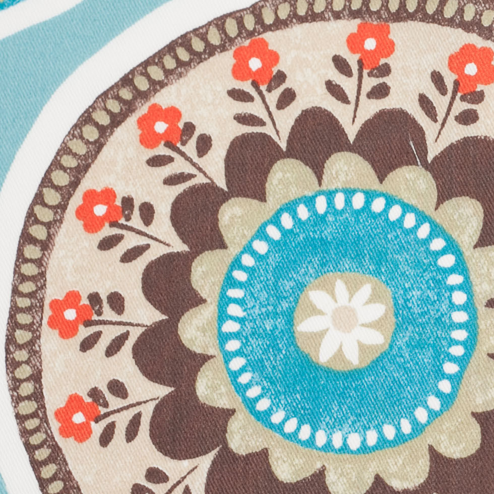 Spanish Blue Medallion Cotton-Polyester Print - Detail