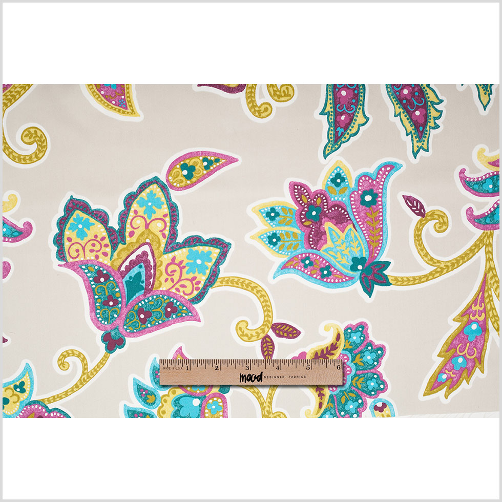 Spanish Beige Floral Cotton-Polyester Print Full