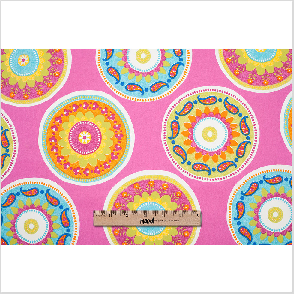 Spanish Fuchsia Medallion Cotton-Polyester Print Full