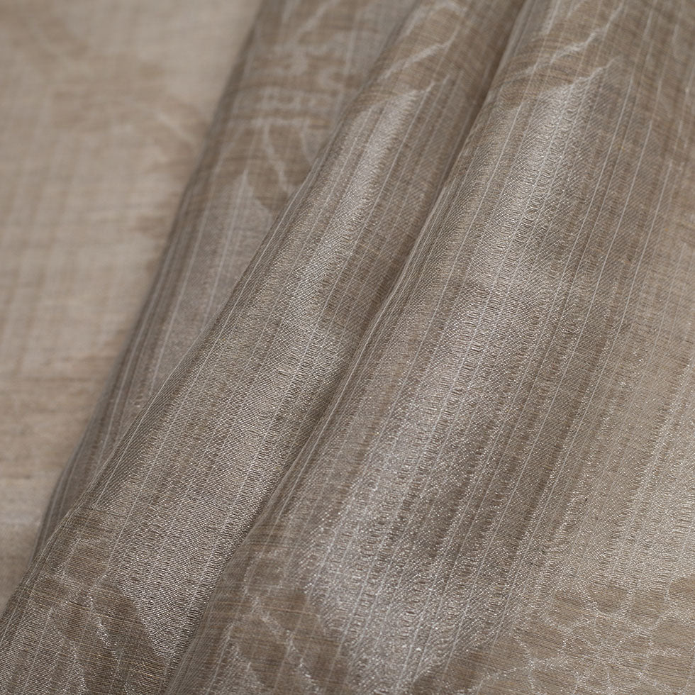 Metallic Beige/Silver Sheer Polyester Woven Folded