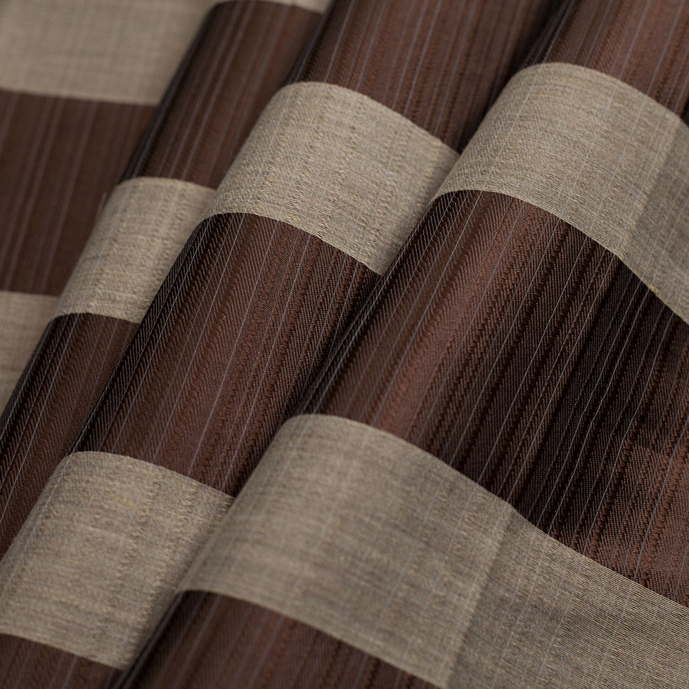 Turkish Striped Chocolate Polyester Woven - Folded