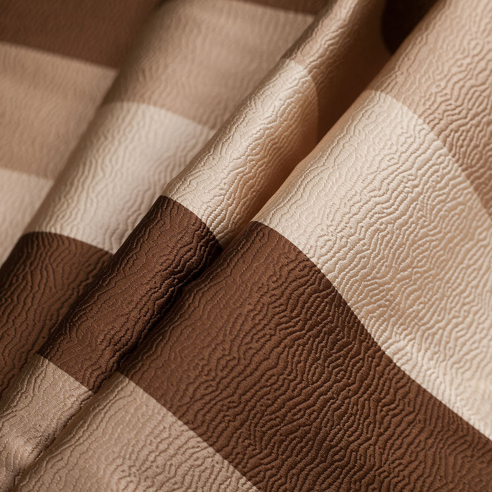 Turkish Brown Striped Polyester Brocade - Folded