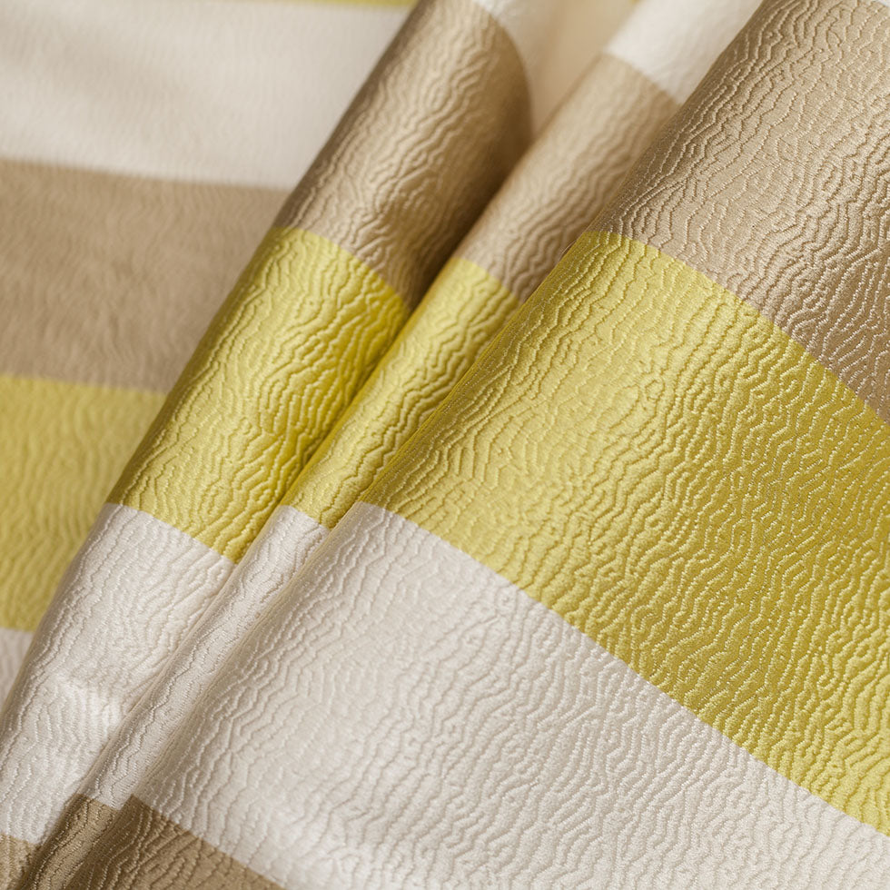 Lime Striped Polyester Brocade Folded