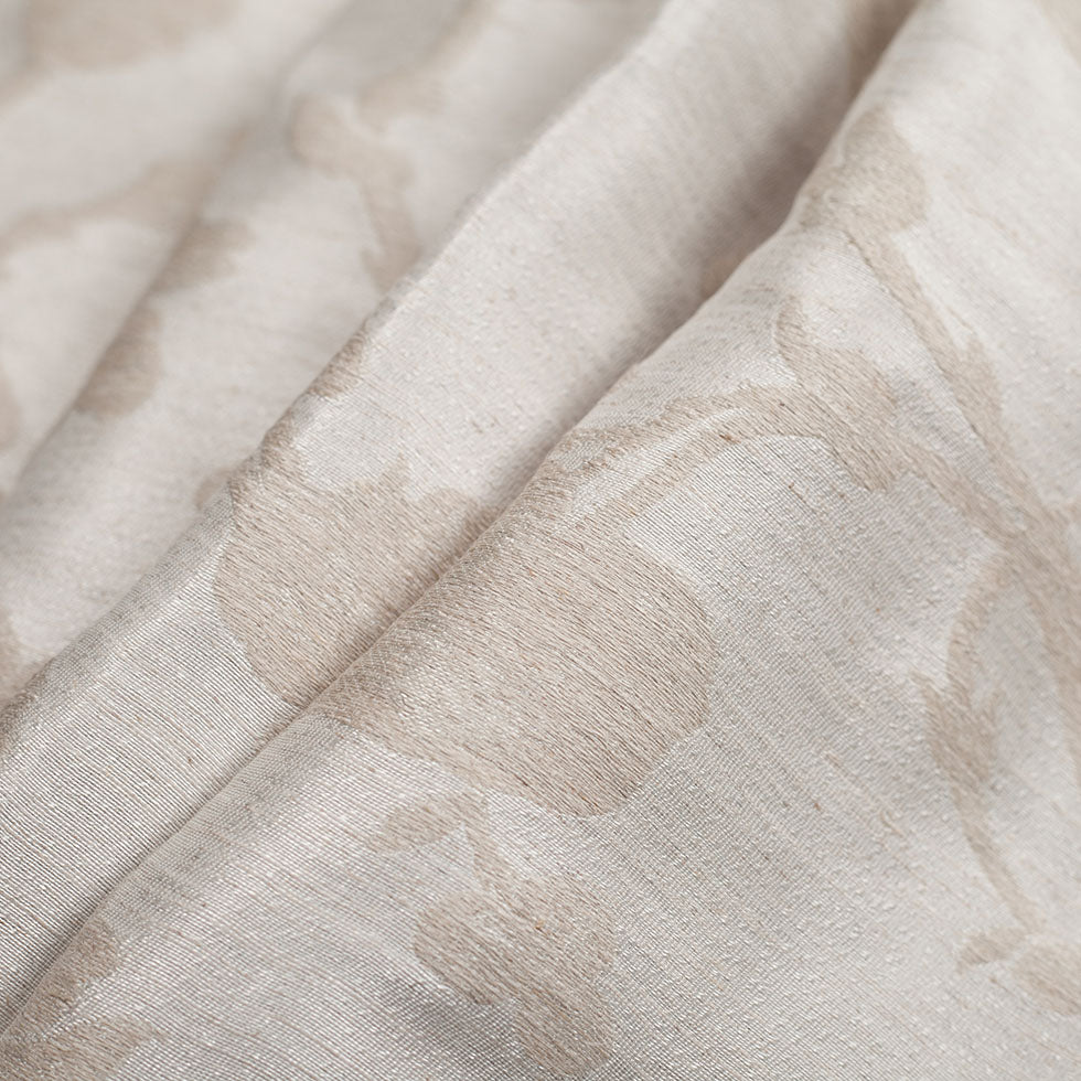 Turkish Metallic Silver Floral Polyester Brocade - Folded