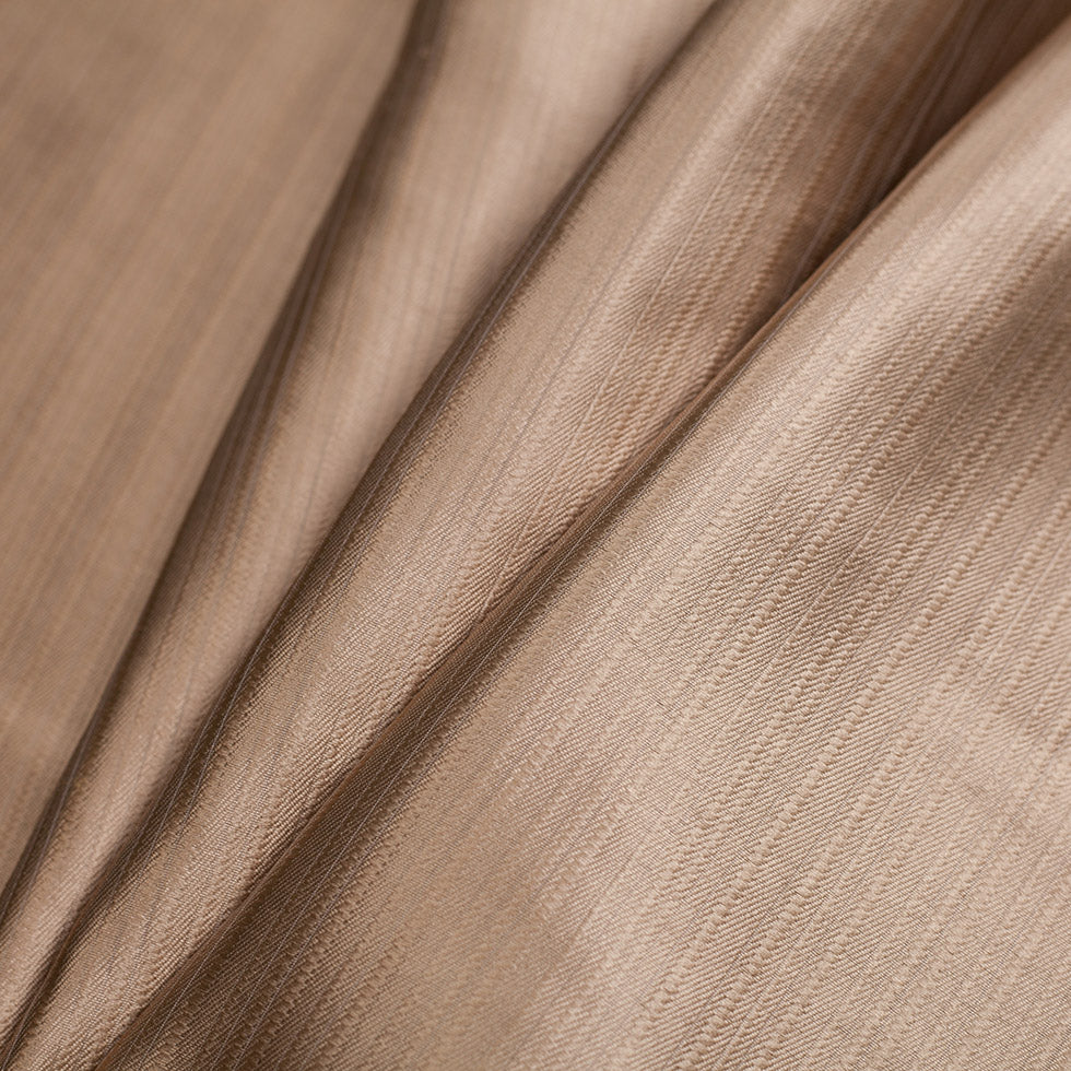 Turkish Striped Mocha Polyester Satin - Folded