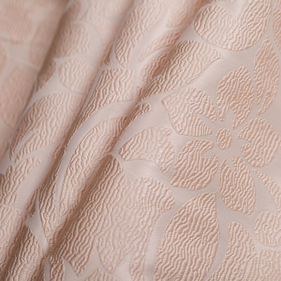 Turkish Cream Floral Polyester Jacquard - Folded