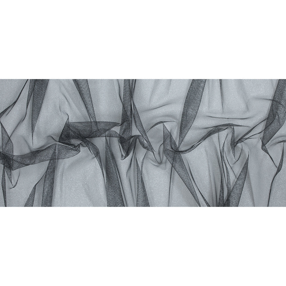 Metallic Tulle - Silver on Black Full