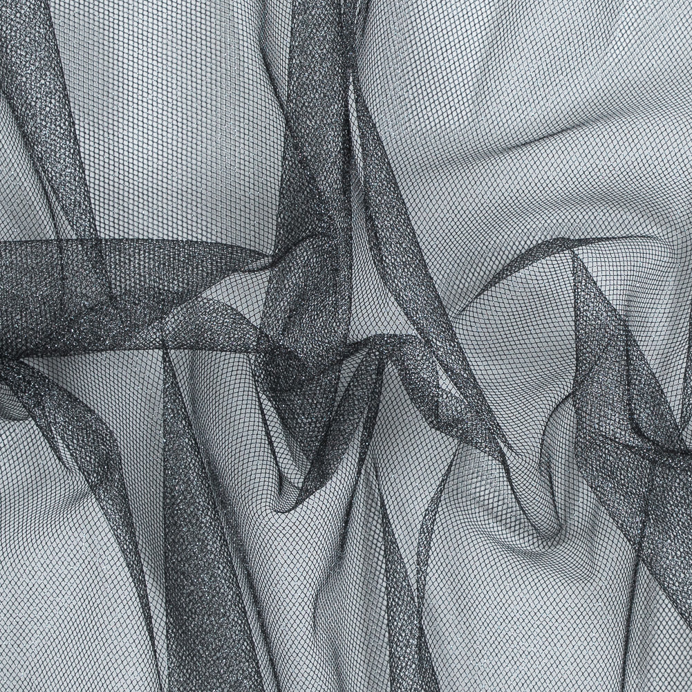 Metallic Tulle - Silver on Black