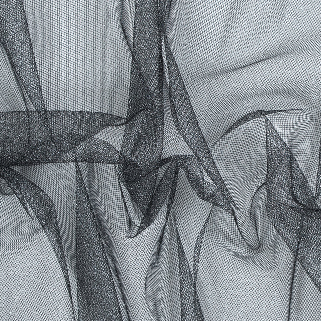 Metallic Tulle - Silver on Black
