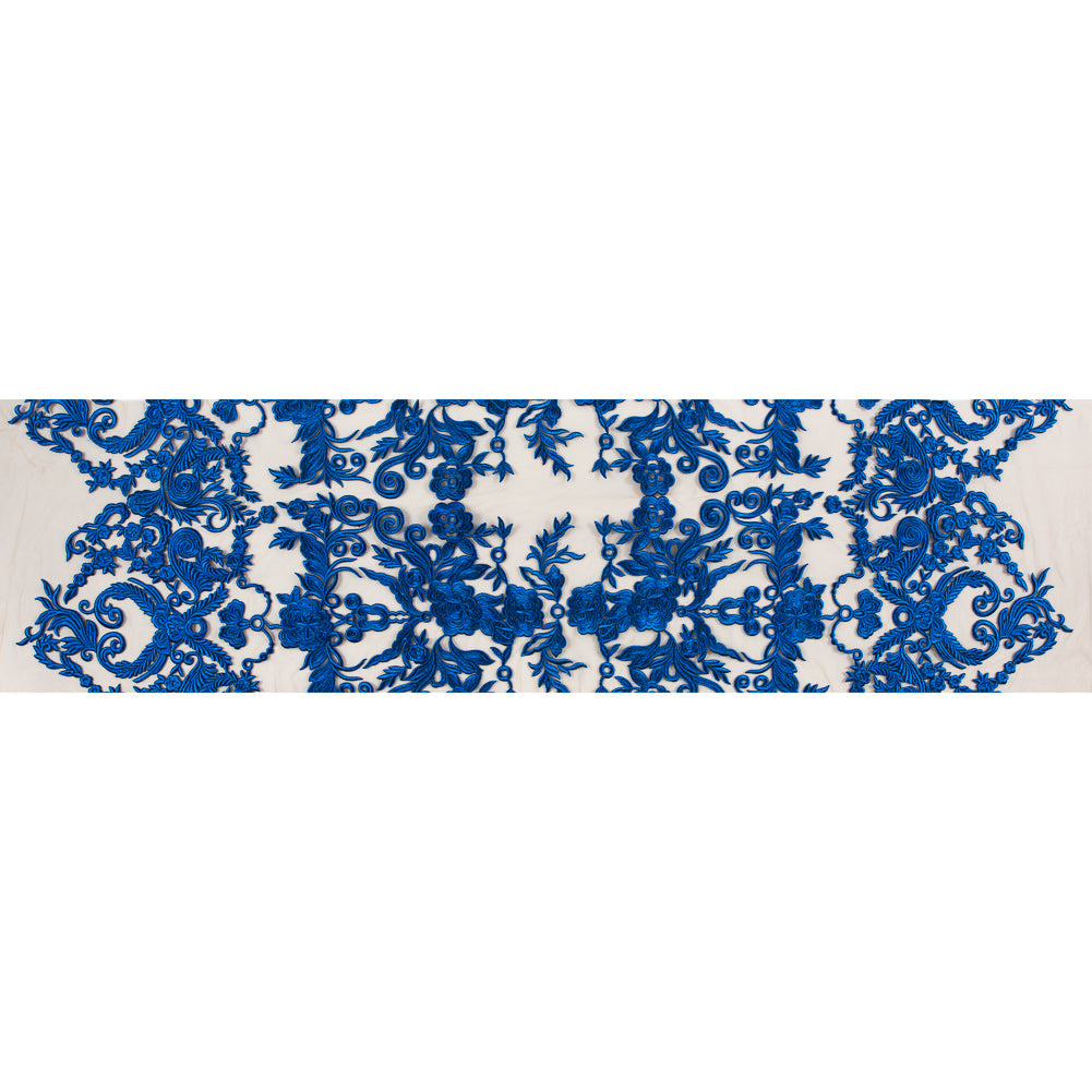 Royal Blue Floral Embroidered Mesh Full