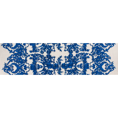Royal Blue Floral Embroidered Mesh Full
