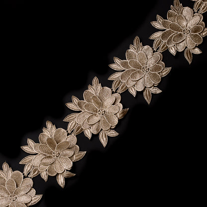 Metallic Gold 3D Floral Lace Trim - 5.5