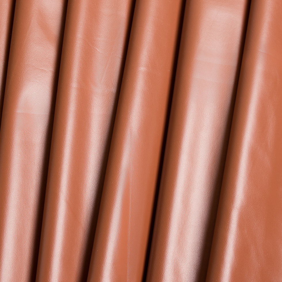 Cognac Stretch Faux Leather Folded