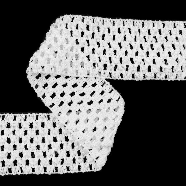 2 White Stretch Puckered Crochet Trim