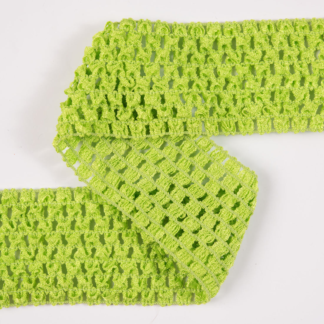 Lime Green Stretch Puckered Crochet Trim - 2