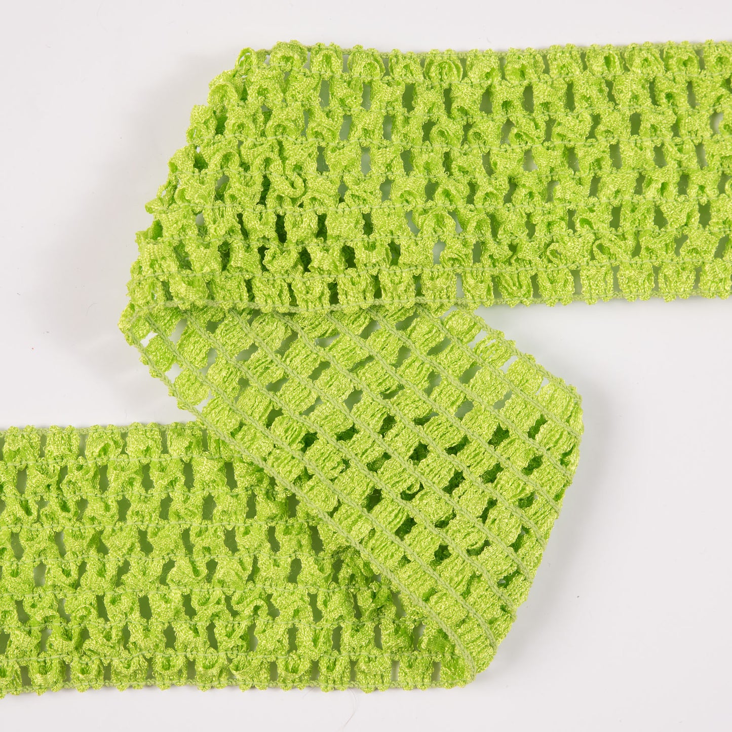 Lime Green Stretch Puckered Crochet Trim - 2