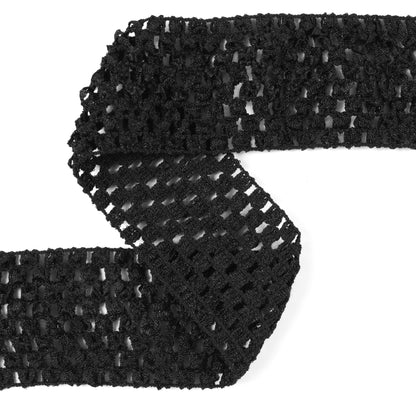 Black Stretch Puckered Crochet Trim - 2"