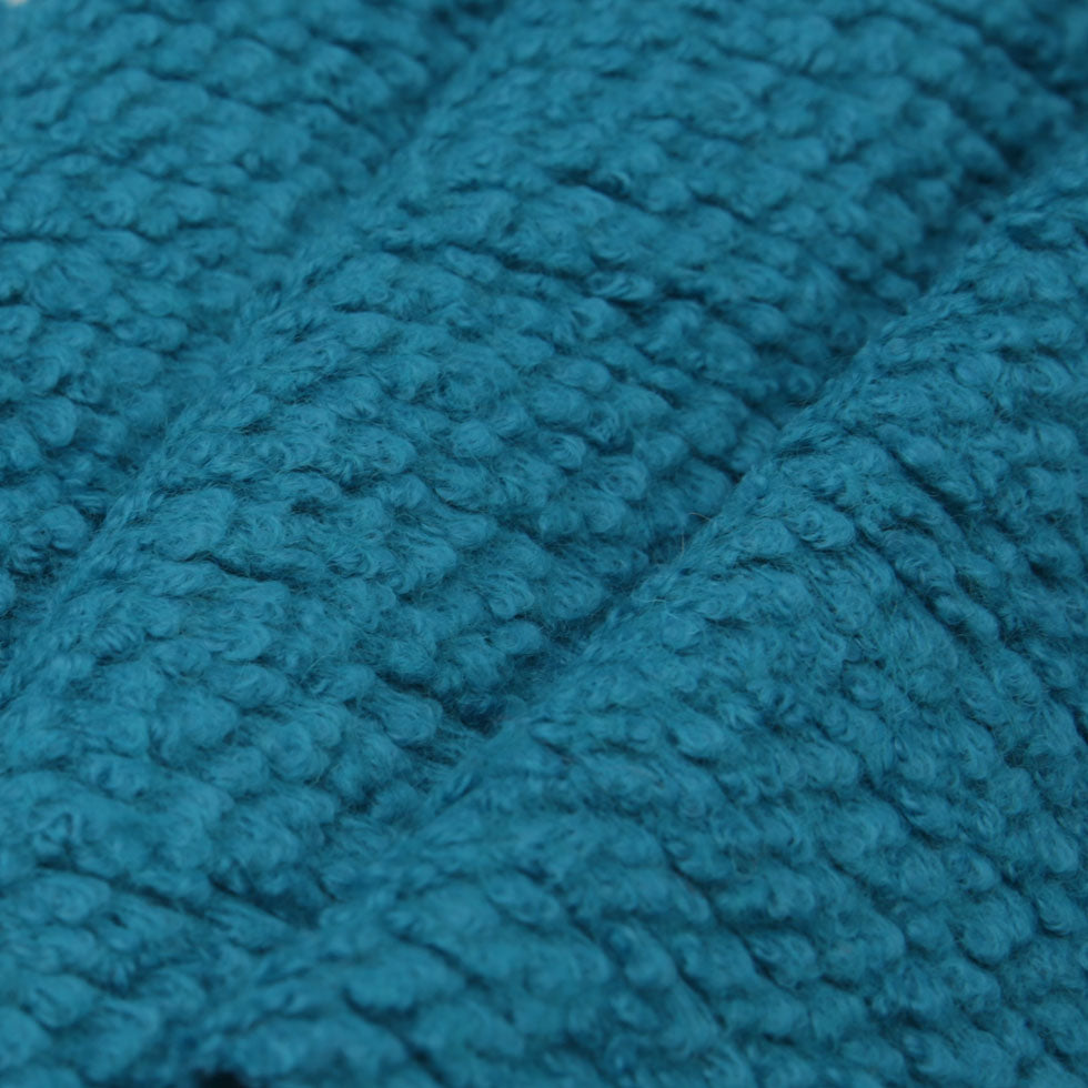 Teal Wool and Polyester Boucle - Folded