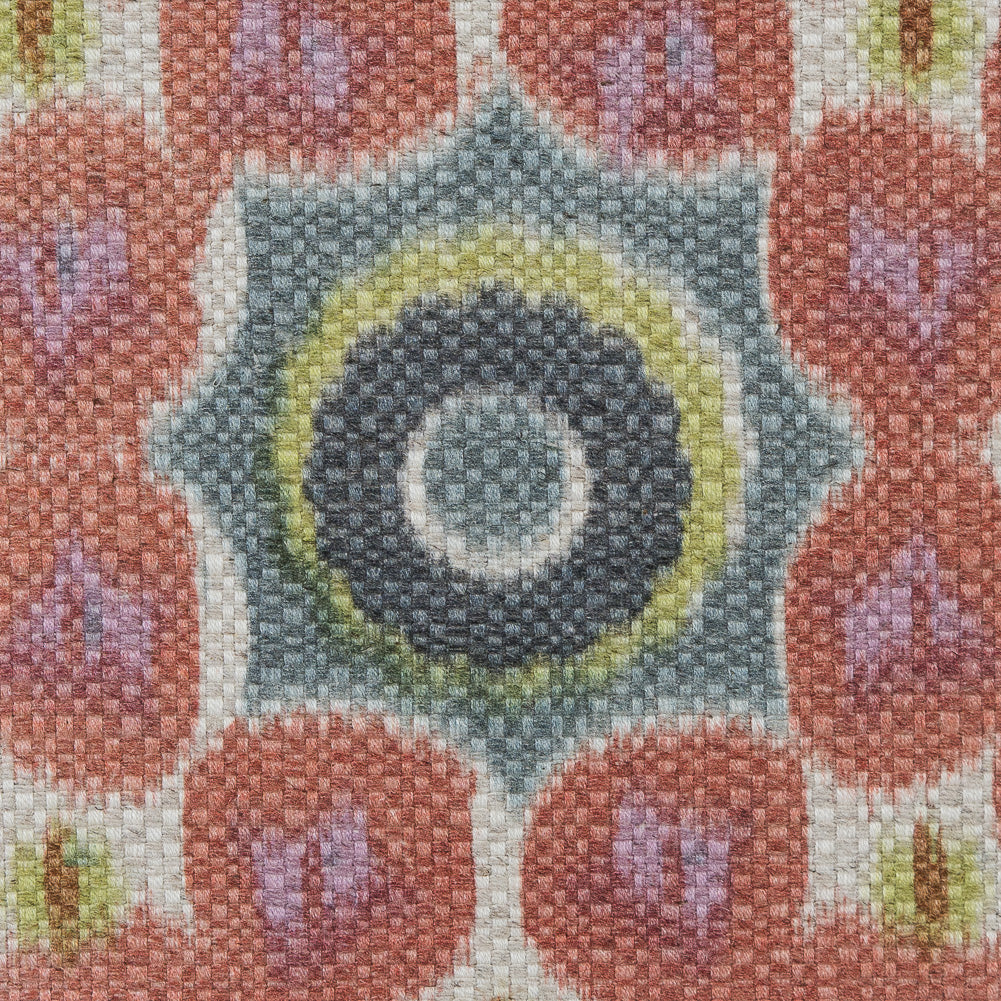 Spanish Green and Pink Medallion Floral Woven - Detail