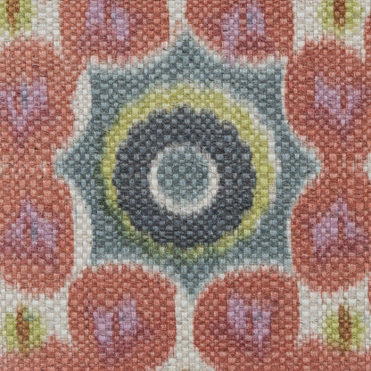 Spanish Green and Pink Medallion Floral Woven - Detail