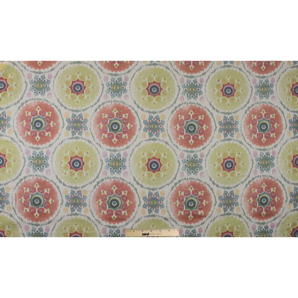 Spanish Green and Pink Medallion Floral Woven - Full