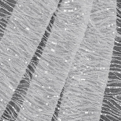 White Scallop Edge Beaded and Sequined Lace - Detail