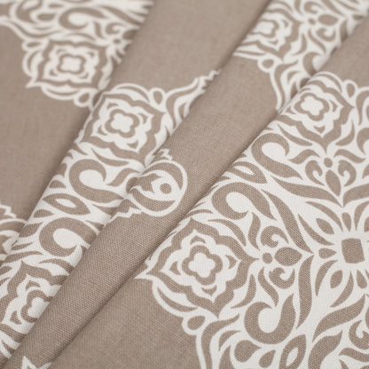 Mushroom Light-Weight Printed Cotton Woven - Folded