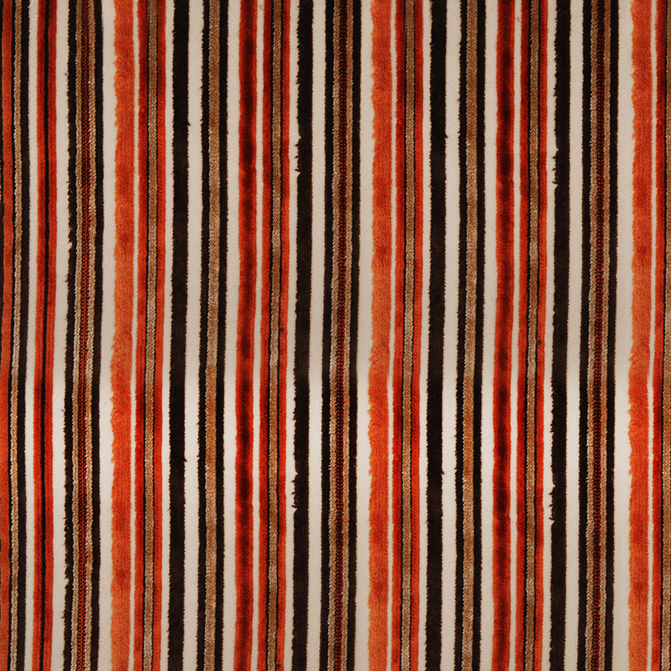Orange Laser-Cut Striped Polyester Velvet