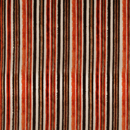 Orange Laser-Cut Striped Polyester Velvet