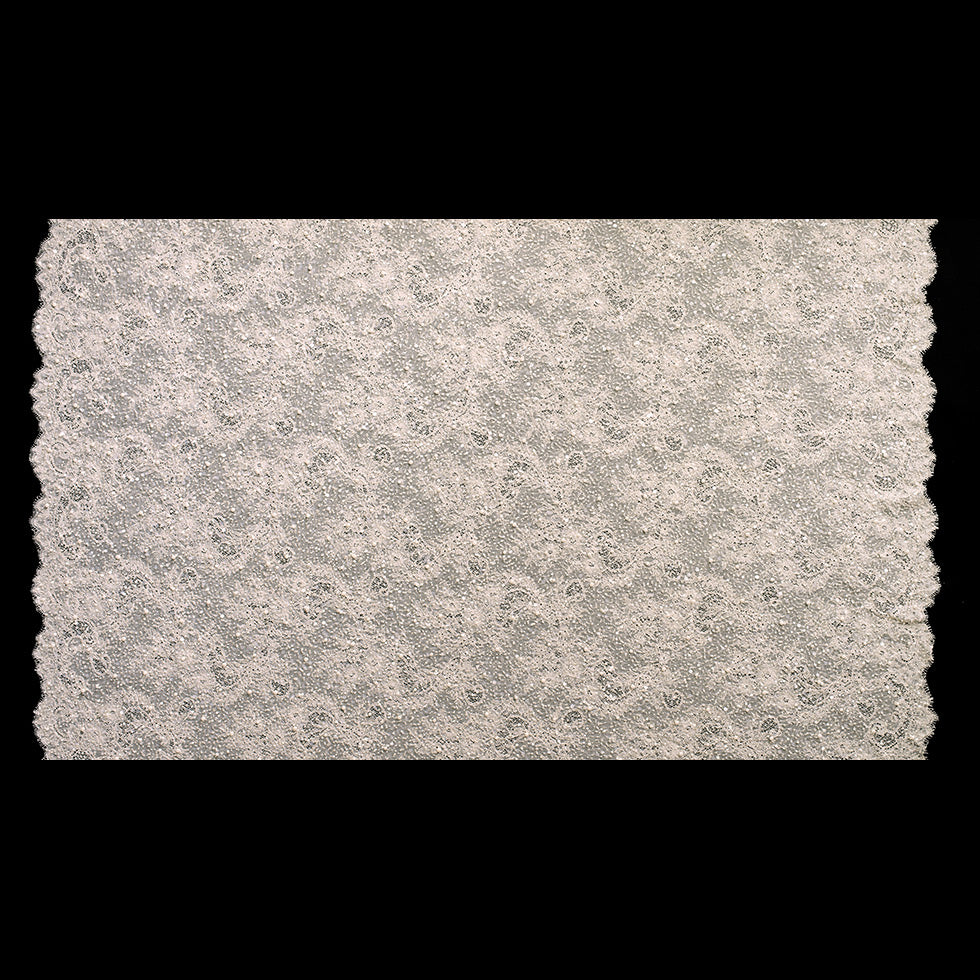 Skin Scallop Edge Beaded and Sequined Floral Lace - Folded