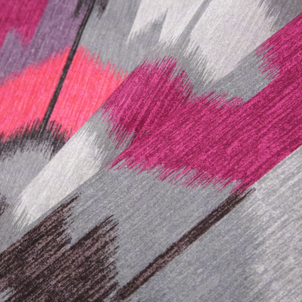 Fuchsia Large-Scale Ikat Geometric Upholstery Velvet Folded